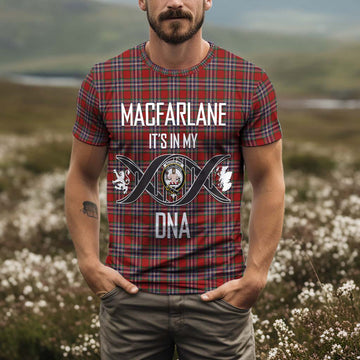 MacFarlane Red Tartan T-Shirt with Family Crest DNA In Me Style