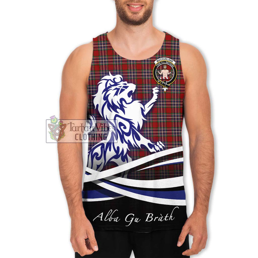 MacFarlane Red Tartan Men's Tank Top with Alba Gu Brath Regal Lion Emblem Men - Tartanvibesclothing Shop