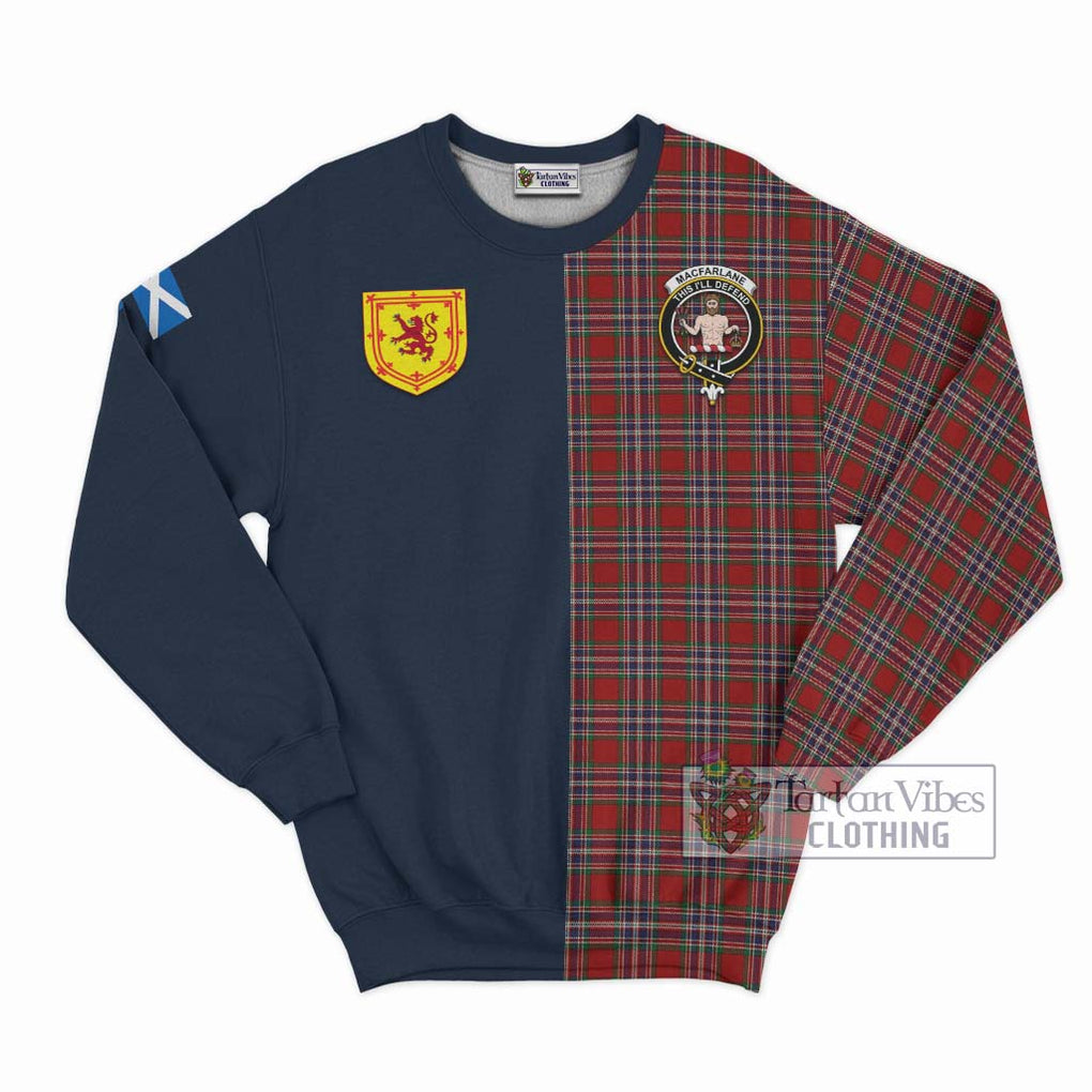 Tartan Vibes Clothing MacFarlane Red Tartan Sweatshirt with Scottish Lion Royal Arm Half Style