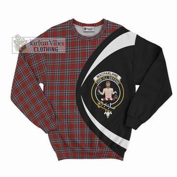 MacFarlane Red Tartan Sweatshirt with Family Crest Circle Style