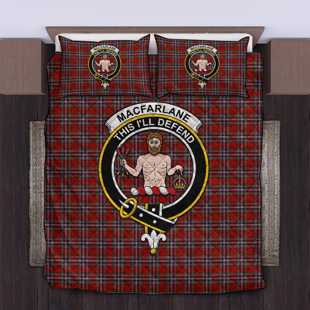 MacFarlane Red Tartan Quilt Bed Set with Family Crest Twin - Tartan Vibes Clothing