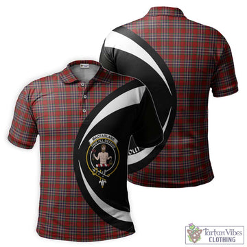 MacFarlane Red Tartan Men's Polo Shirt with Family Crest Circle Style