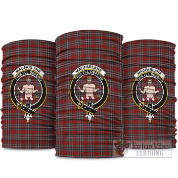 MacFarlane Red Tartan Neck Gaiters, Tartan Bandanas, Tartan Head Band with Family Crest