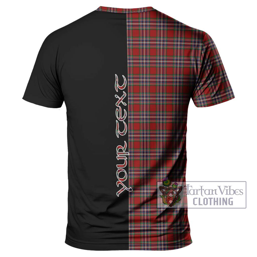 MacFarlane Red Tartan T-Shirt with Family Crest and Half Of Me Style - Tartanvibesclothing Shop