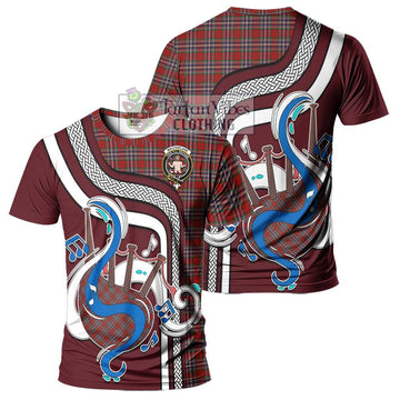 MacFarlane Red Tartan T-Shirt with Epic Bagpipe Style