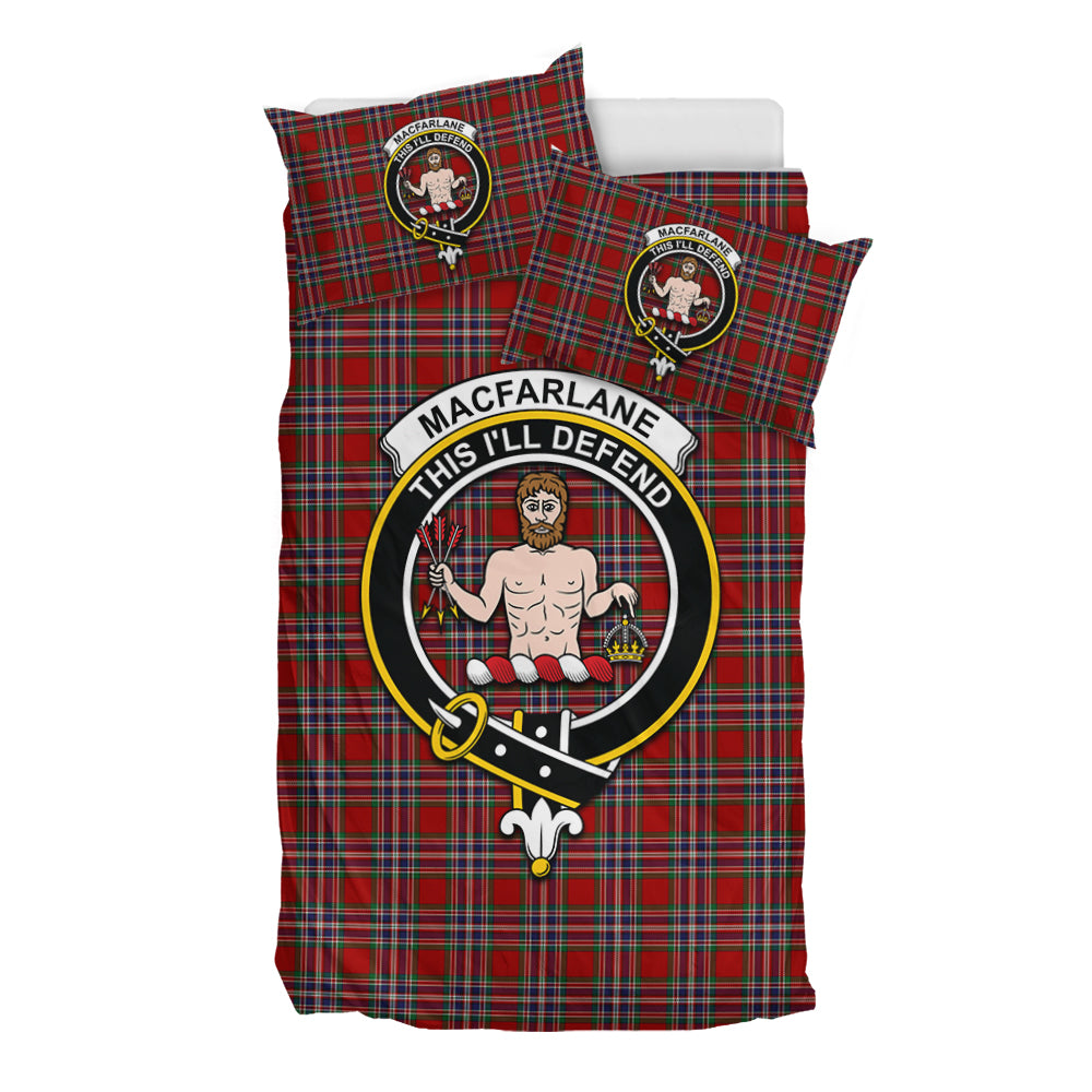 MacFarlane Red Tartan Bedding Set with Family Crest - Tartan Vibes Clothing