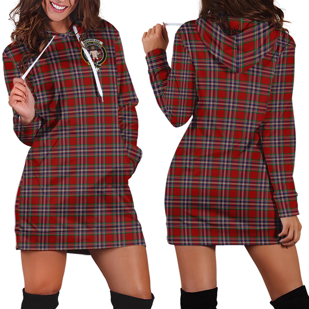 MacFarlane Red Tartan Hoodie Dress with Family Crest - Tartan Vibes Clothing