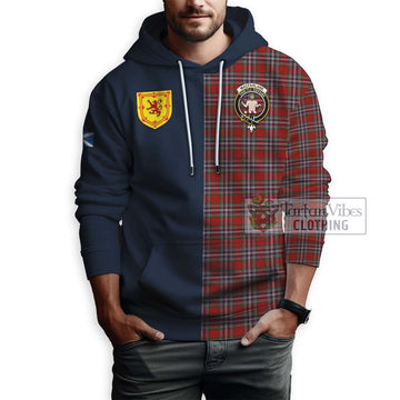 MacFarlane Red Tartan Hoodie with Scottish Lion Royal Arm Half Style