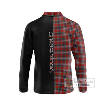 MacFarlane Red Tartan Long Sleeve Polo Shirt with Family Crest and Half Of Me Style