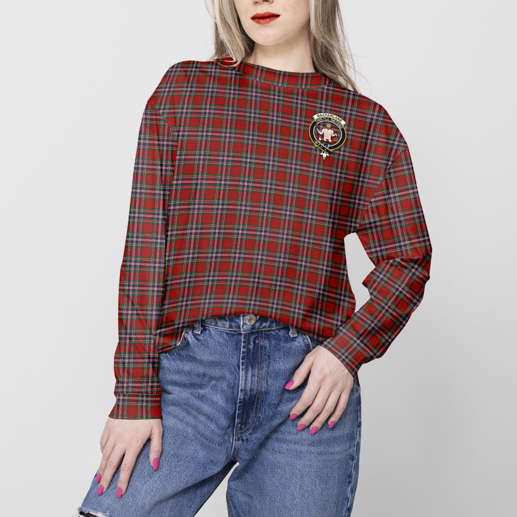 MacFarlane Red Tartan Sweatshirt with Family Crest - Tartan Vibes Clothing