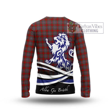 MacFarlane Red Tartan Long Sleeve T-Shirt with Alba Gu Brath Regal Lion Emblem