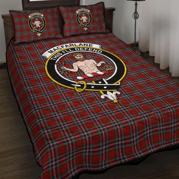 MacFarlane Red Tartan Quilt Bed Set with Family Crest