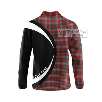 MacFarlane Red Tartan Long Sleeve Polo Shirt with Family Crest Circle Style