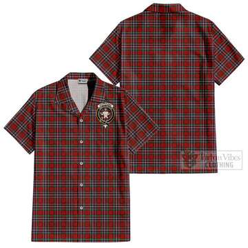 MacFarlane Red Tartan Cotton Hawaiian Shirt with Family Crest