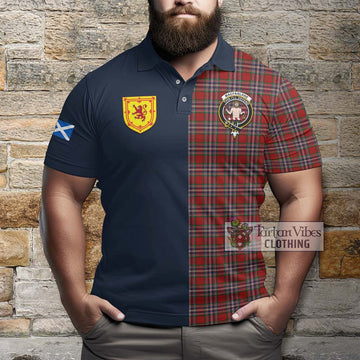 MacFarlane Red Tartan Polo Shirt Alba with Scottish Lion Royal Arm Half Style