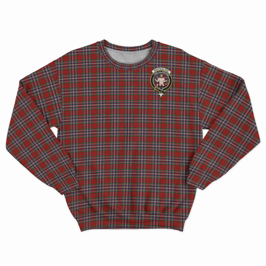 MacFarlane Red Tartan Sweatshirt with Family Crest - Tartan Vibes Clothing