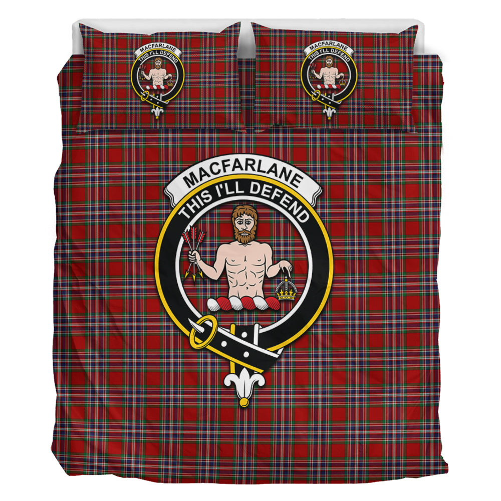 MacFarlane Red Tartan Bedding Set with Family Crest - Tartan Vibes Clothing