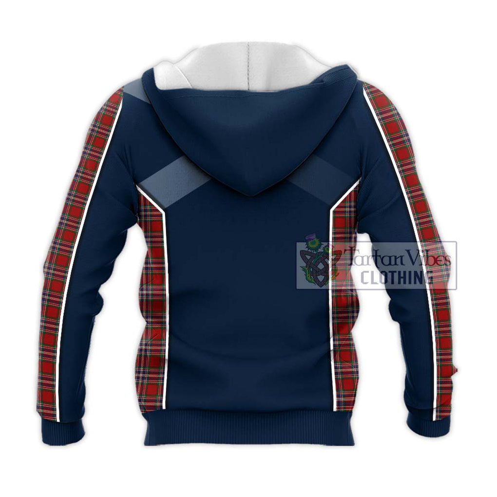 MacFarlane Red Tartan Knitted Hoodie with Family Crest and Lion Rampant Vibes Sport Style - Tartan Vibes Clothing