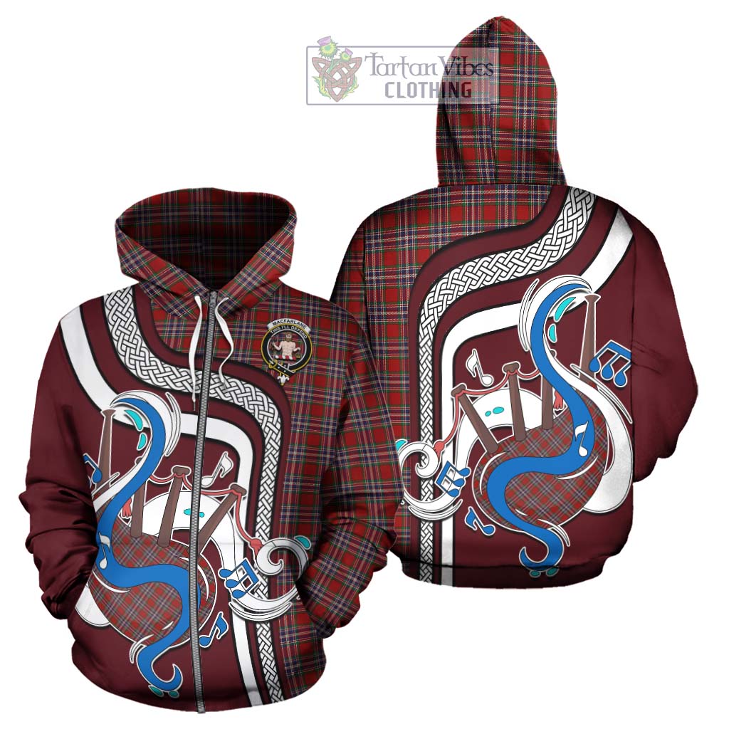 Tartan Vibes Clothing MacFarlane Red Tartan Hoodie with Epic Bagpipe Style