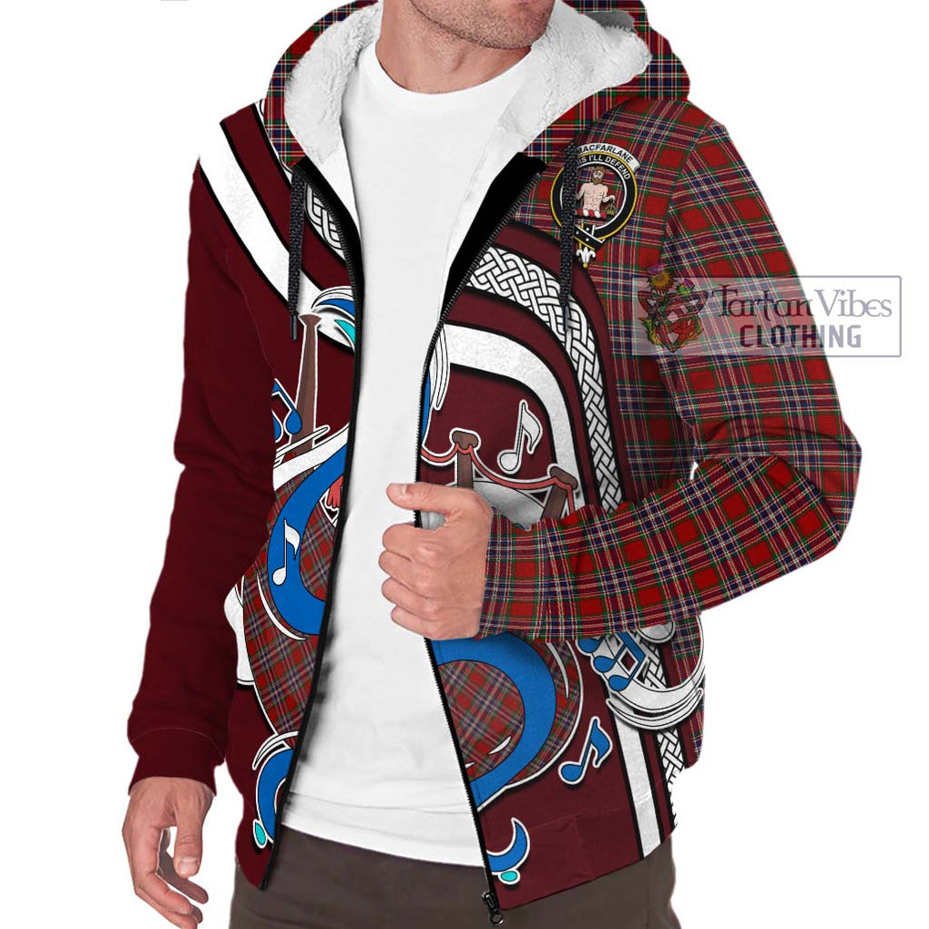 MacFarlane Red Tartan Sherpa Hoodie with Epic Bagpipe Style Unisex - Tartanvibesclothing Shop