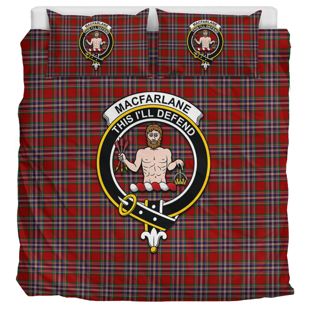 MacFarlane Red Tartan Bedding Set with Family Crest UK Bedding Set UK Super King 104*94 inch - Tartan Vibes Clothing