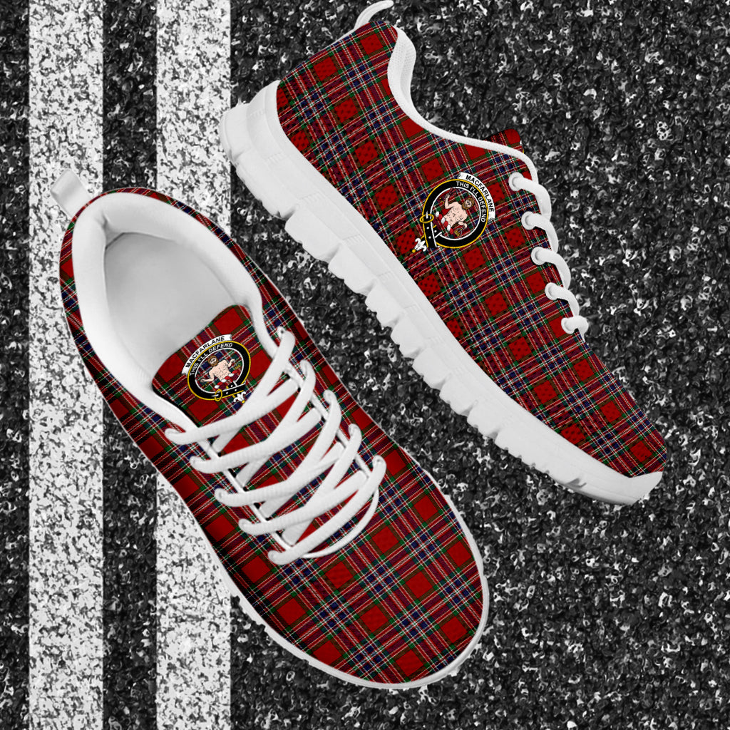 MacFarlane Red Tartan Sneakers with Family Crest - Tartan Vibes Clothing