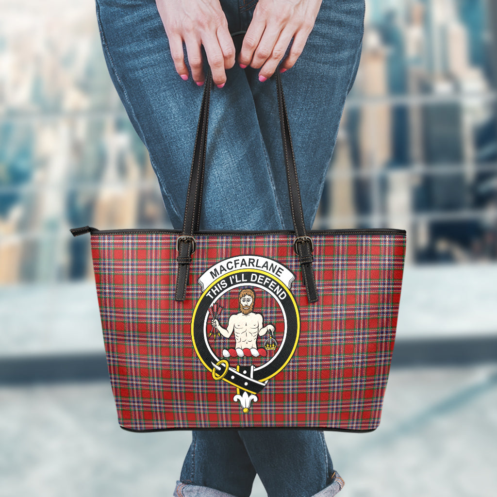 macfarlane-red-tartan-leather-tote-bag-with-family-crest