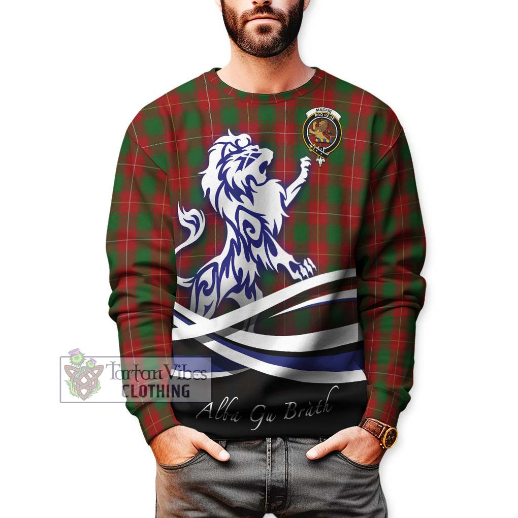 MacFie (McFie) Tartan Sweatshirt with Alba Gu Brath Regal Lion Emblem Unisex - Tartan Vibes Clothing