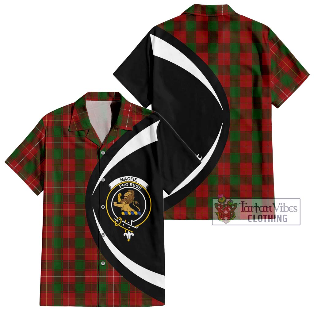 MacFie (McFie) Tartan Short Sleeve Button Up with Family Crest Circle Style Kid - Tartan Vibes Clothing