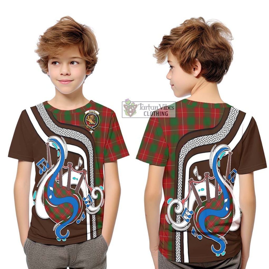 Tartan Vibes Clothing MacFie Tartan Kid T-Shirt with Epic Bagpipe Style