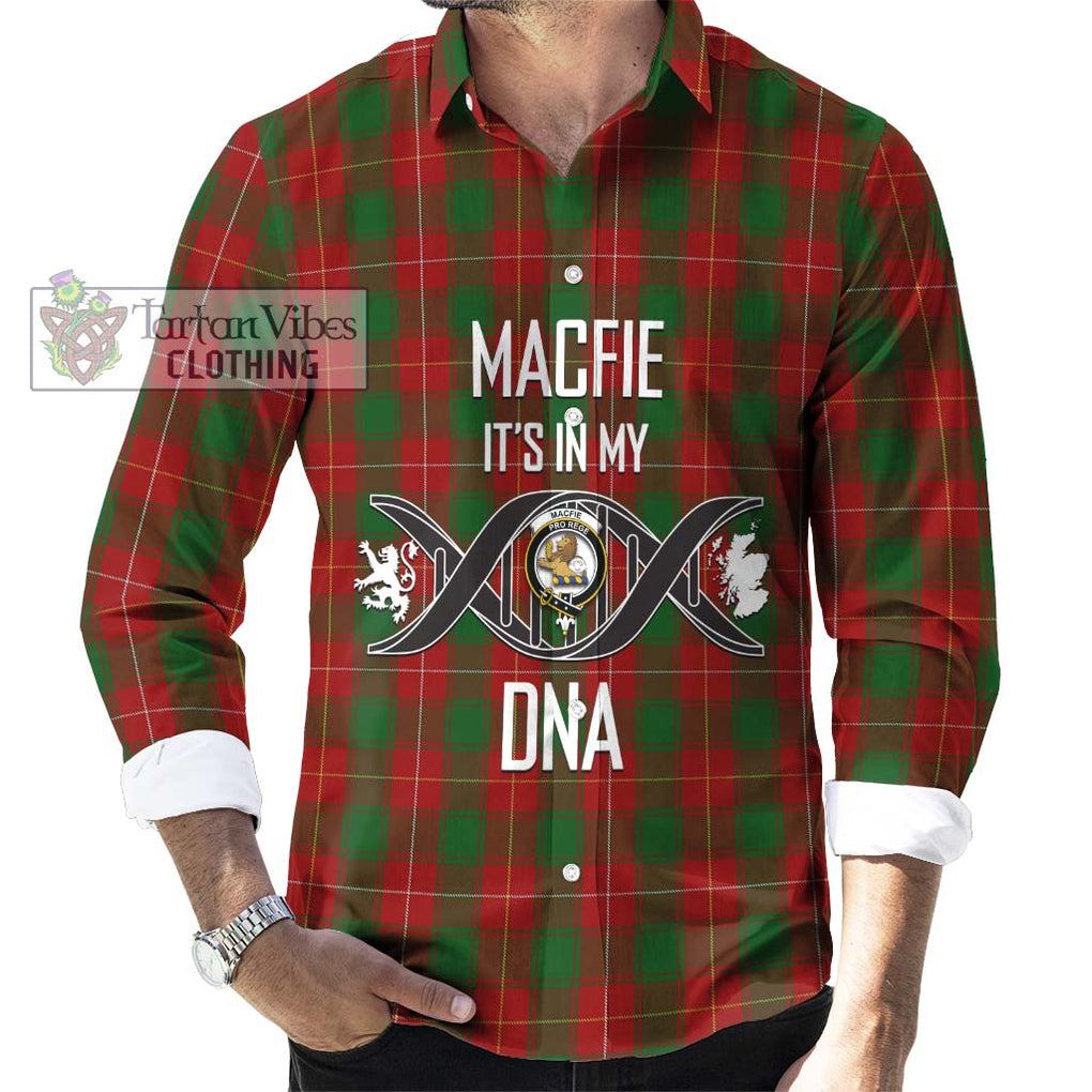 MacFie (McFie) Tartan Long Sleeve Button Shirt with Family Crest DNA In Me Style Men's Shirt S - Tartanvibesclothing Shop