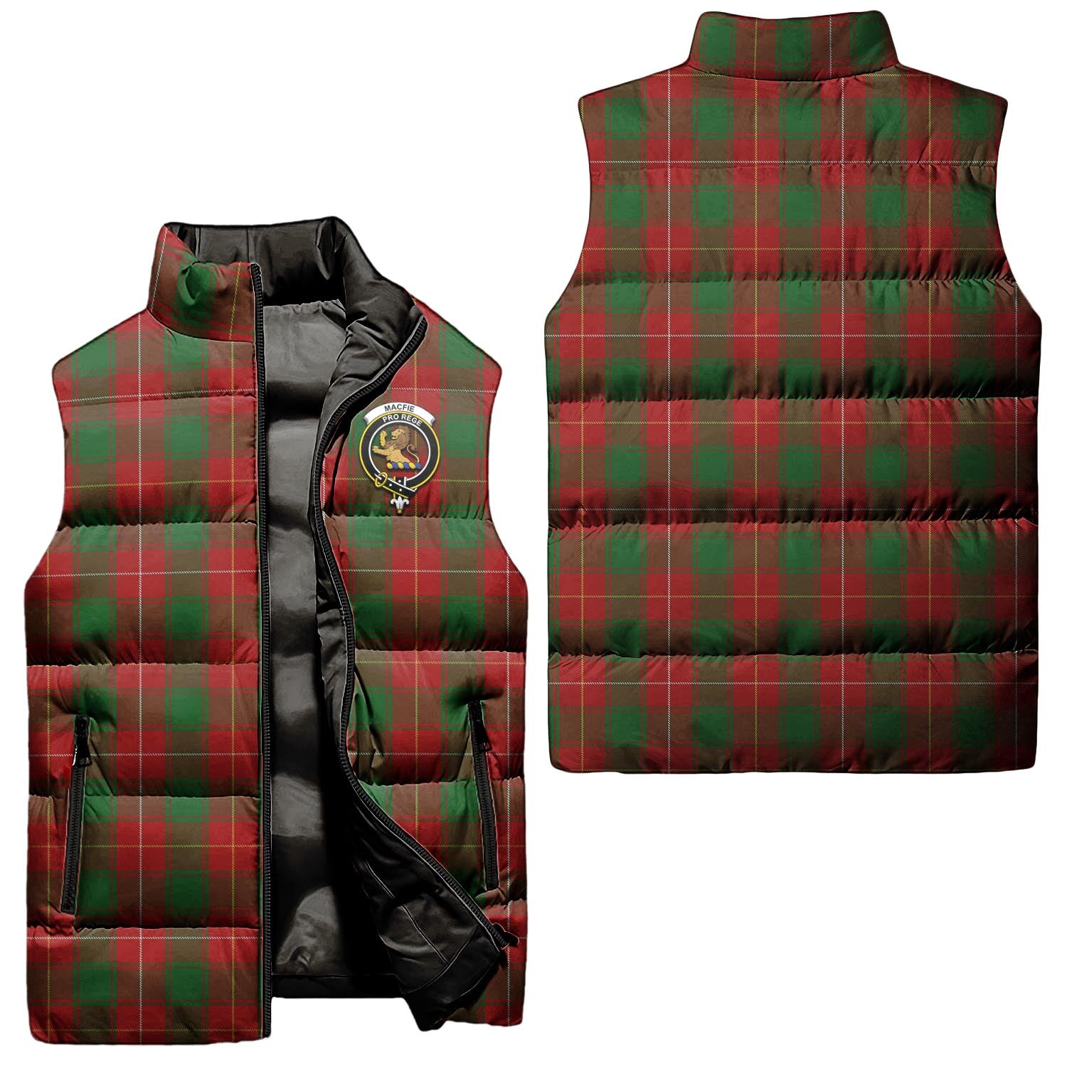 MacFie Tartan Sleeveless Puffer Jacket with Family Crest Unisex - Tartanvibesclothing