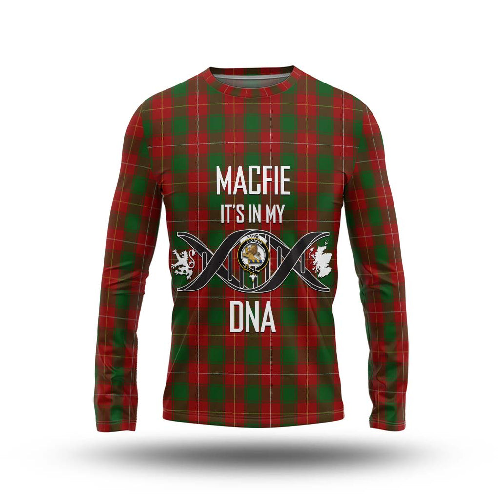 MacFie (McFie) Tartan Long Sleeve T-Shirt with Family Crest DNA In Me Style Unisex - Tartanvibesclothing Shop