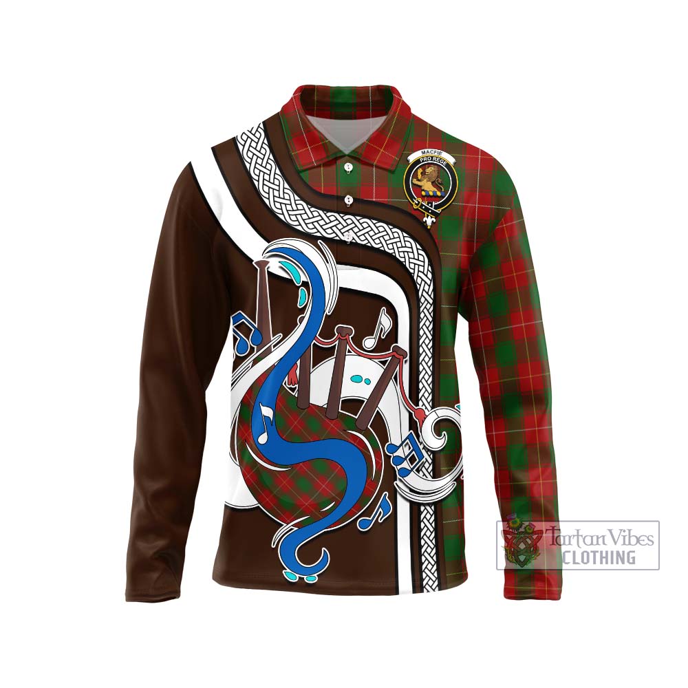 Tartan Vibes Clothing MacFie Tartan Long Sleeve Polo Shirt with Epic Bagpipe Style