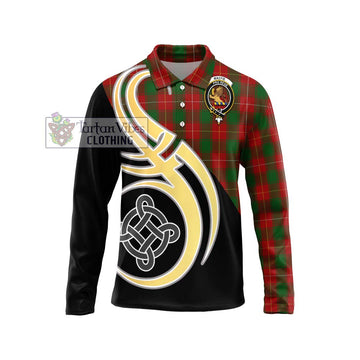 MacFie (McFie) Tartan Long Sleeve Polo Shirt with Family Crest and Celtic Symbol Style