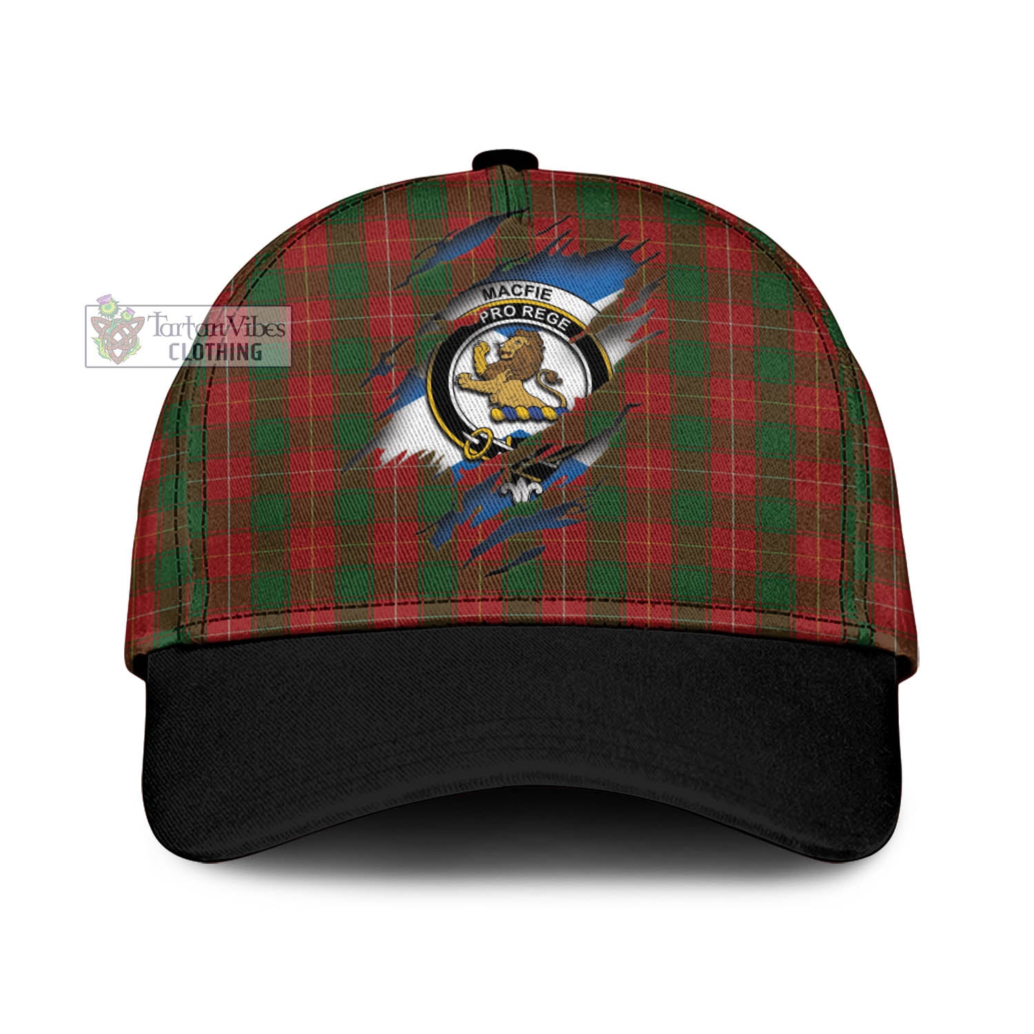 Tartan Vibes Clothing MacFie Tartan Classic Cap with Family Crest In Me Style