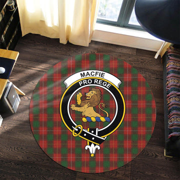 MacFie (McFie) Tartan Round Rug with Family Crest