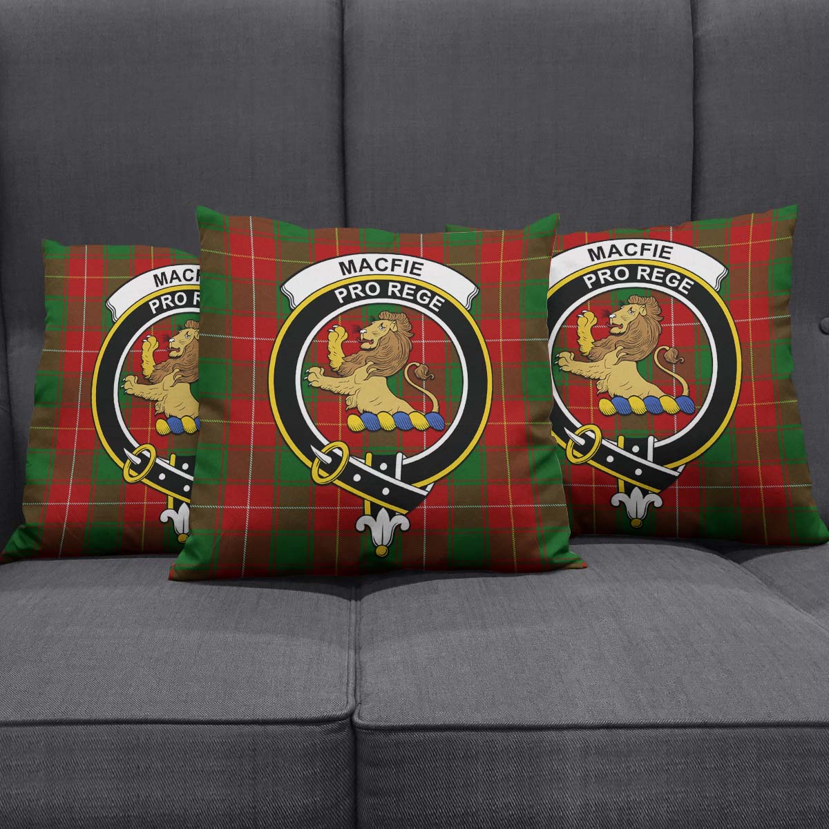 MacFie Tartan Pillow Cover with Family Crest Square Pillow Cover - Tartanvibesclothing