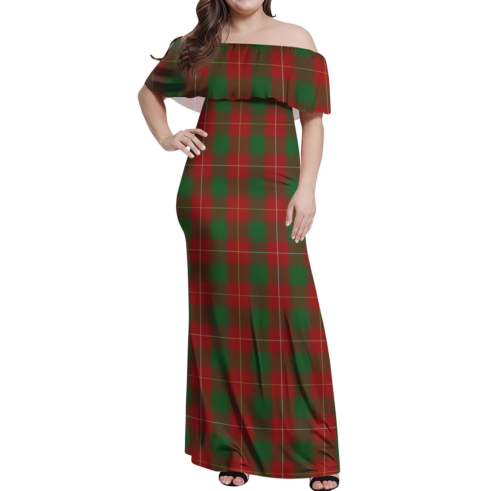 MacFie Tartan Off Shoulder Long Dress Women's Dress - Tartanvibesclothing