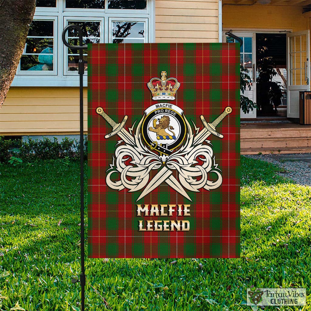 Tartan Vibes Clothing MacFie Tartan Flag with Clan Crest and the Golden Sword of Courageous Legacy