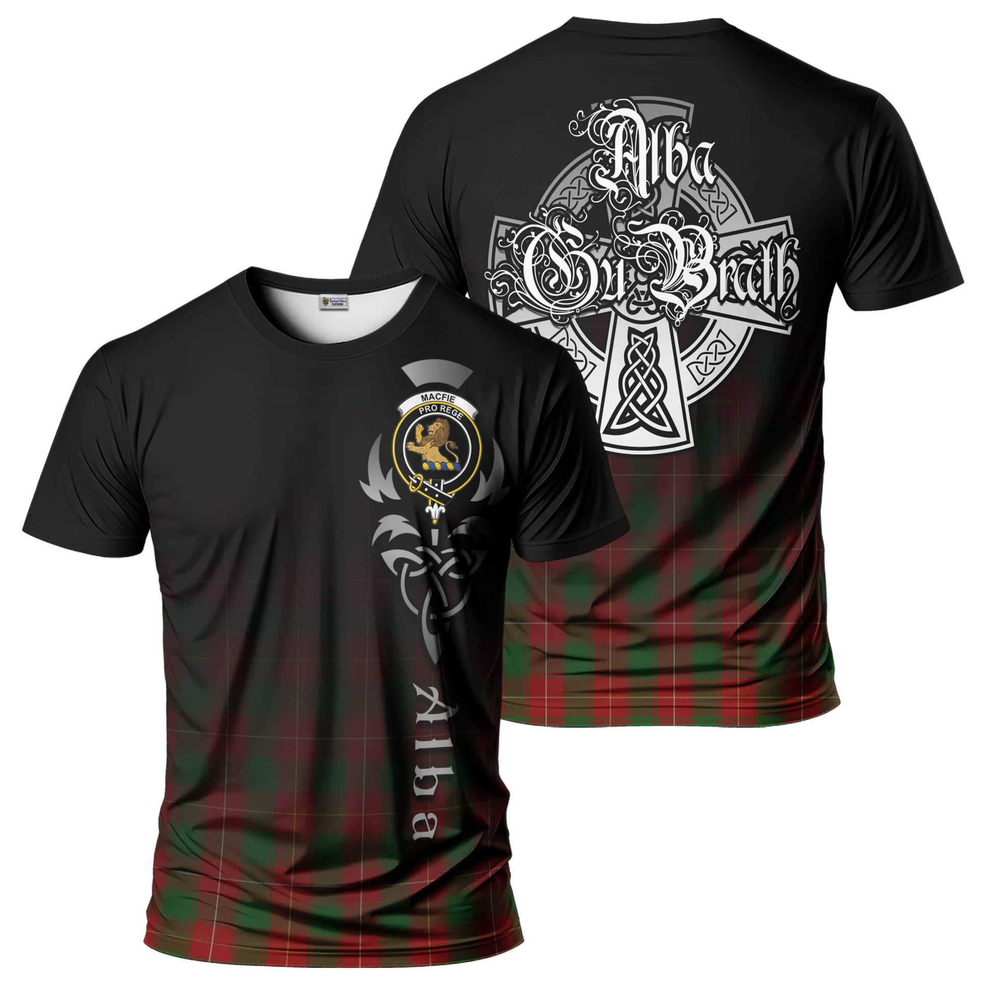 Tartan Vibes Clothing MacFie Tartan T-Shirt Featuring Alba Gu Brath Family Crest Celtic Inspired