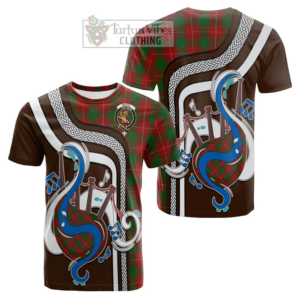 Tartan Vibes Clothing MacFie Tartan Cotton T-shirt with Epic Bagpipe Style