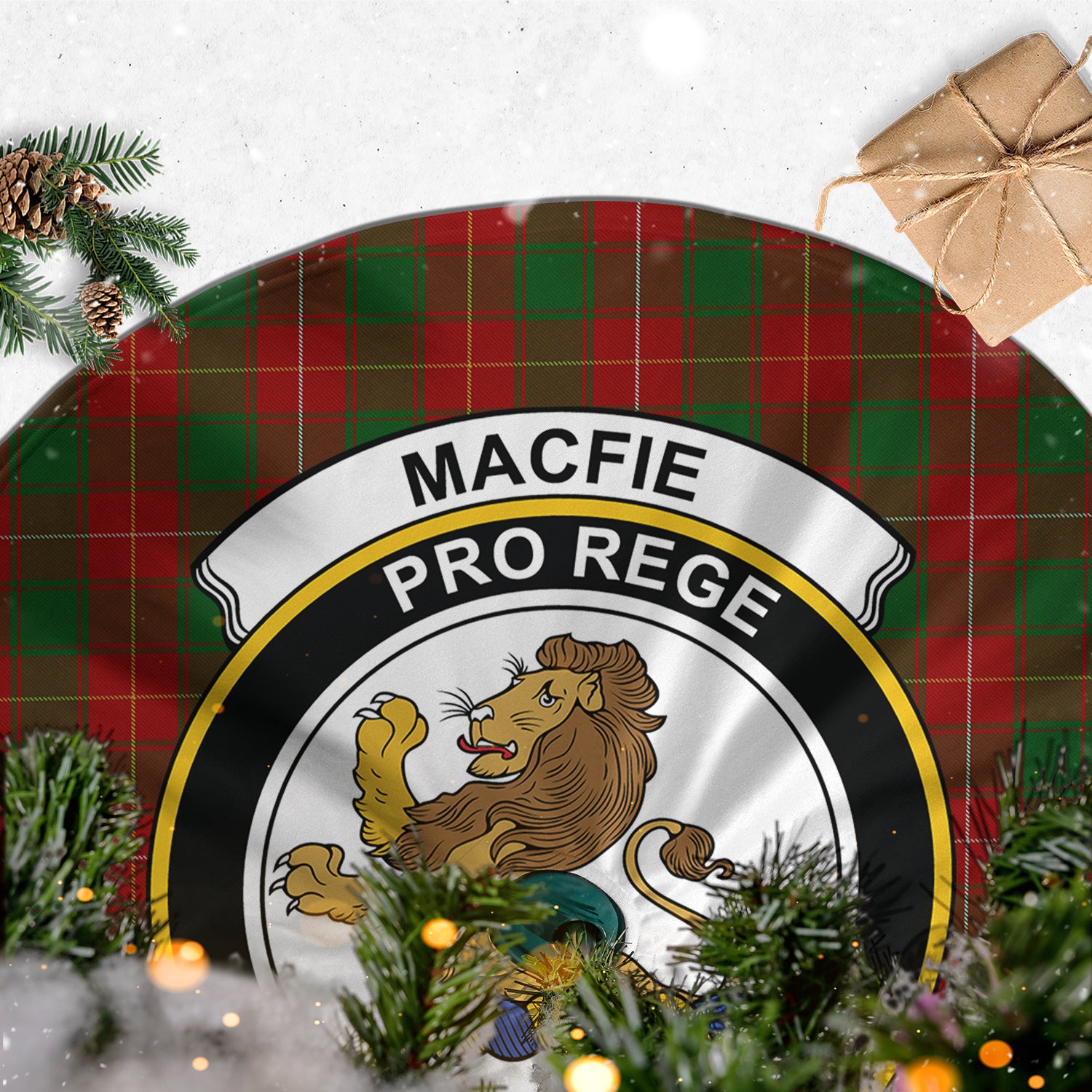 MacFie Tartan Christmas Tree Skirt with Family Crest - Tartanvibesclothing