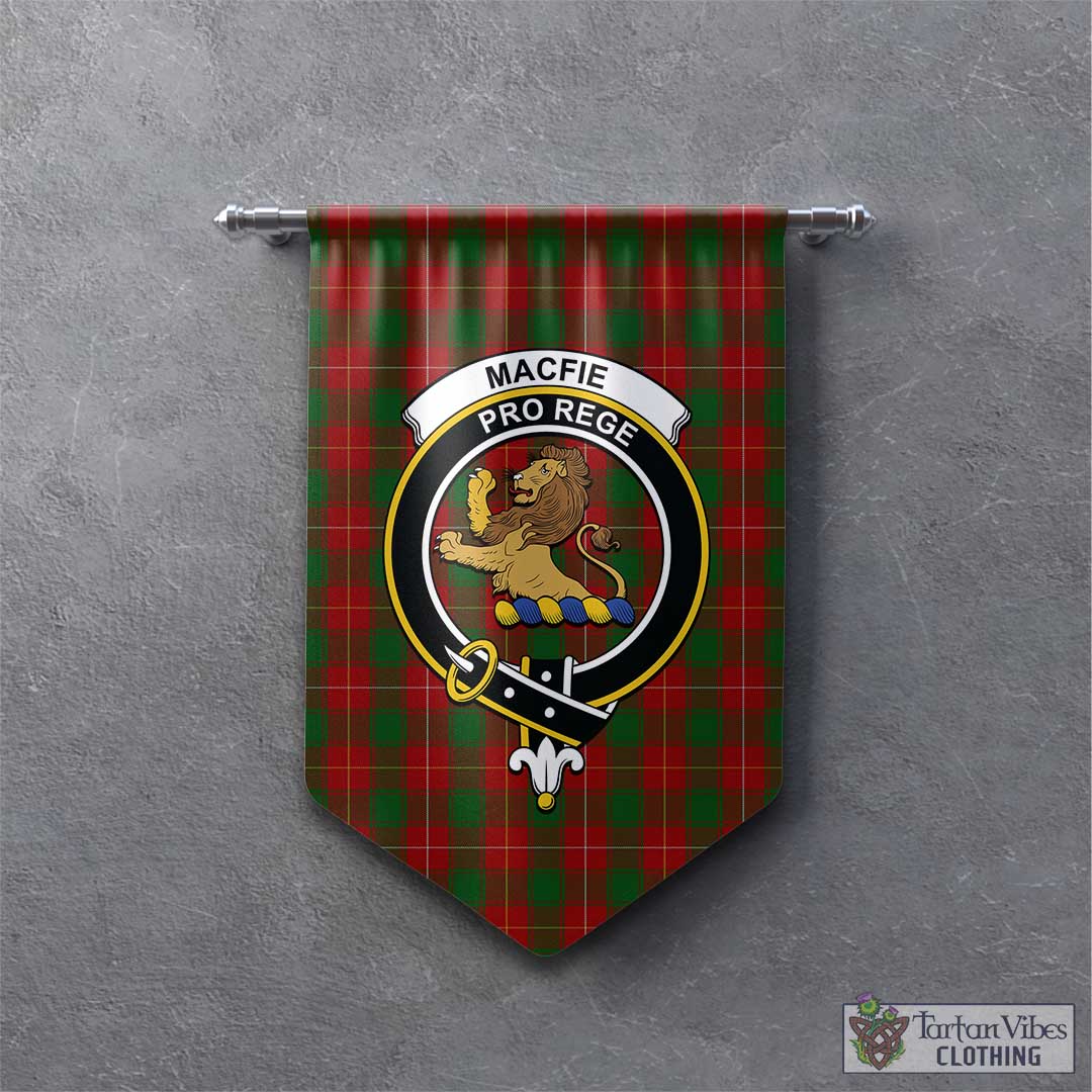 Tartan Vibes Clothing MacFie Tartan Gonfalon, Tartan Banner with Family Crest