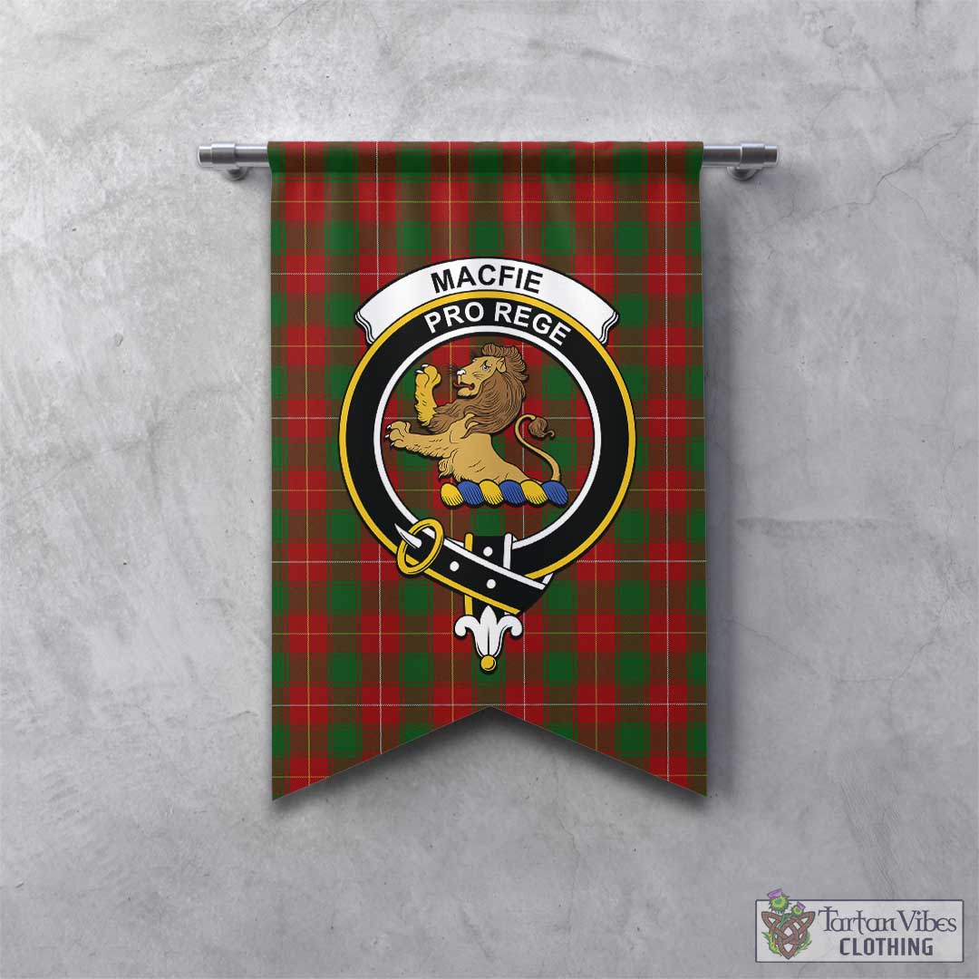 Tartan Vibes Clothing MacFie Tartan Gonfalon, Tartan Banner with Family Crest