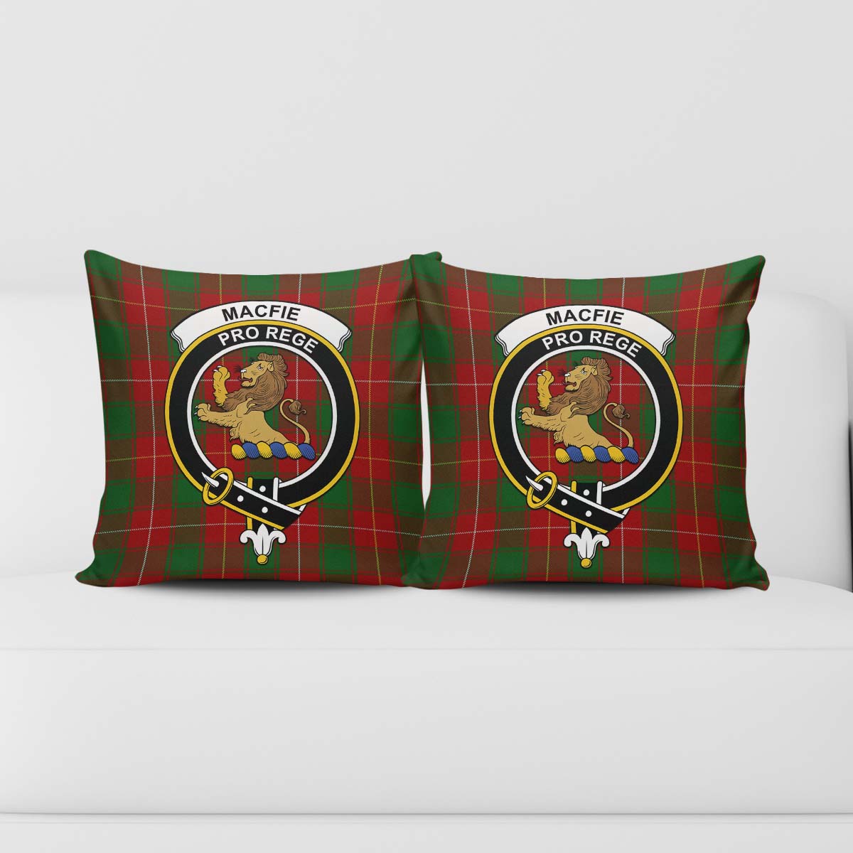 MacFie Tartan Pillow Cover with Family Crest - Tartanvibesclothing