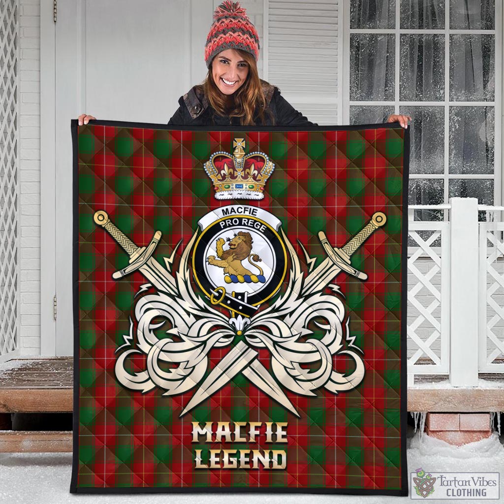 Tartan Vibes Clothing MacFie Tartan Quilt with Clan Crest and the Golden Sword of Courageous Legacy