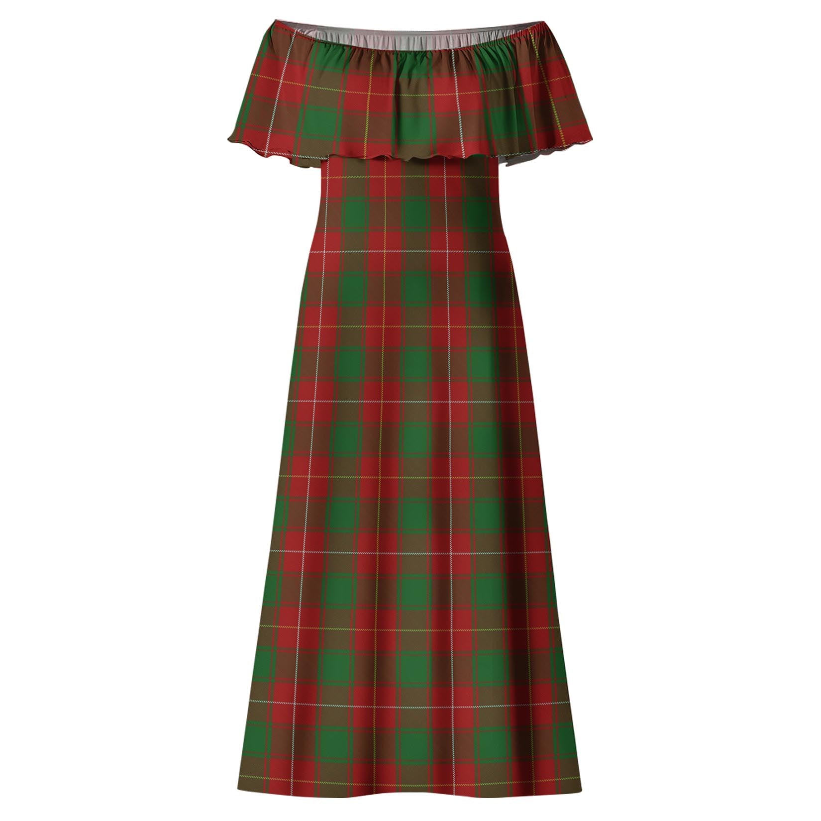 MacFie Tartan Off Shoulder Long Dress - Tartanvibesclothing