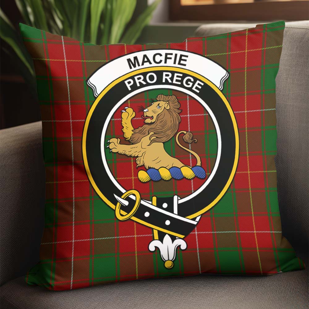 MacFie Tartan Pillow Cover with Family Crest - Tartanvibesclothing