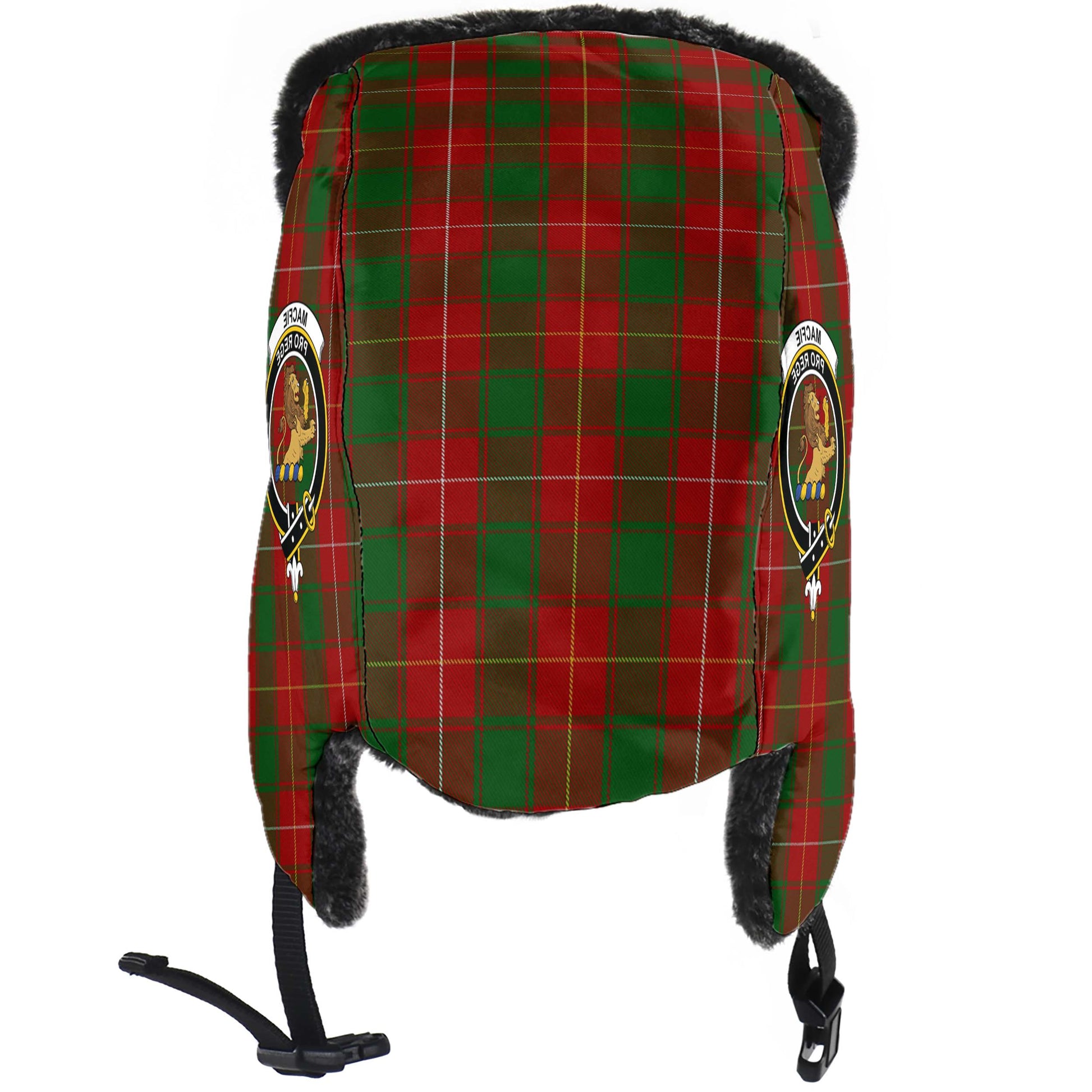 MacFie Tartan Winter Trapper Hat with Family Crest - Tartanvibesclothing